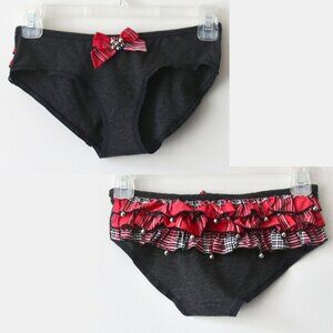 Victoria's Secret Jingle Bell Black Red Plaid Ruffle Panties Underwear Small